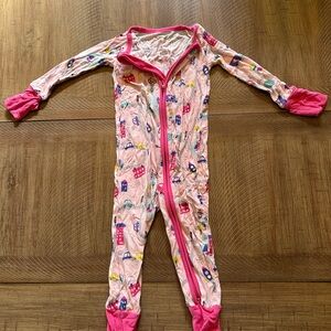 Little Sleepies Pink Cars Footie Pajama